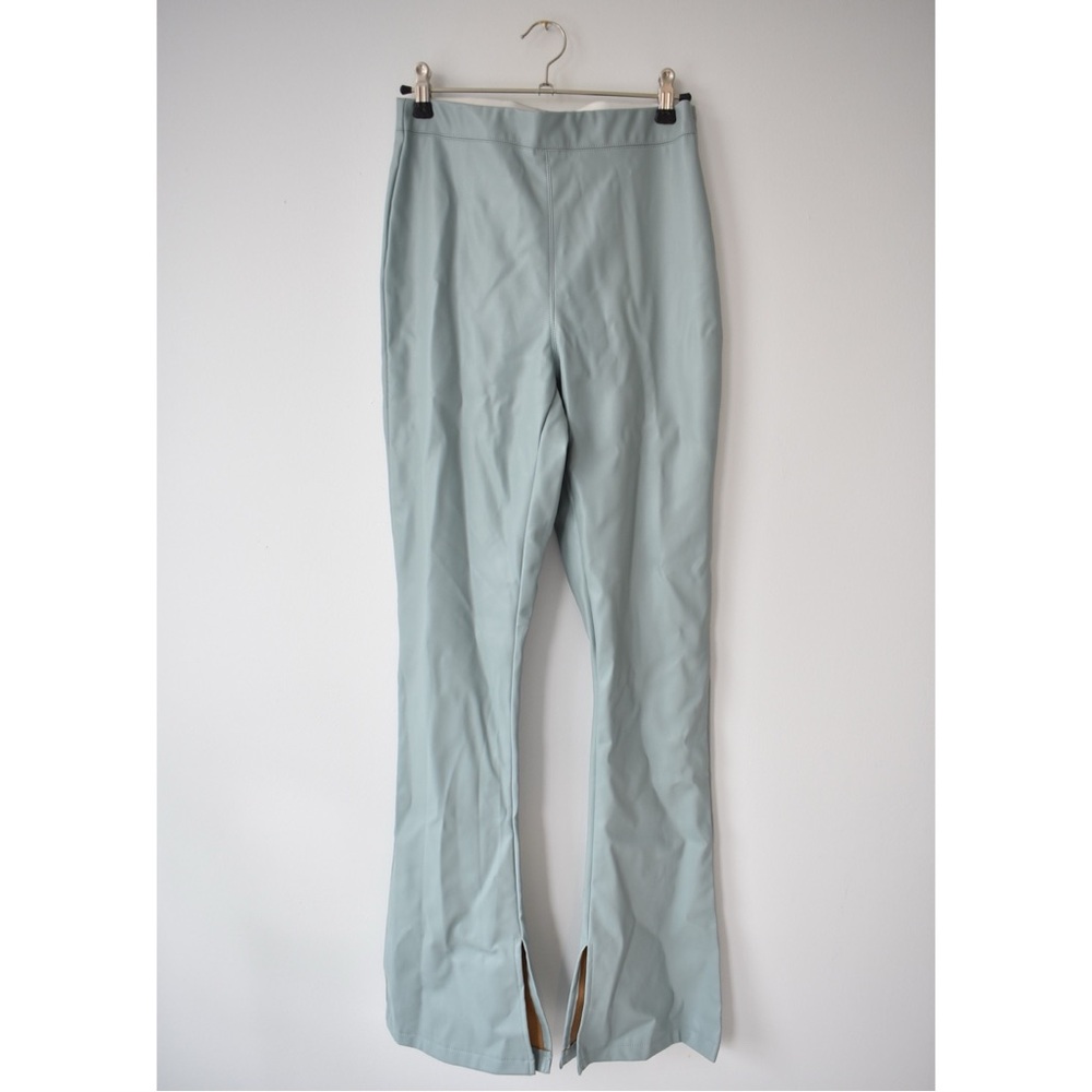 Topshop Faux Leather Flared Pants with Split Hem - Picture 2 of 9